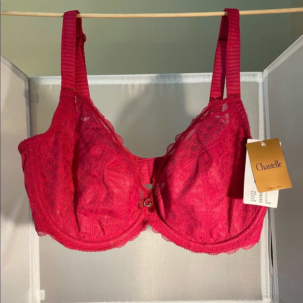 NWT Chantelle Bra 36DDD, Deep Pink